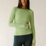 camiseta mujer manga larga weve aloe long sleeve top verde