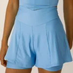 Short azul deporte para mujer doble, ciclista y short falda