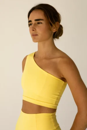 Sujetador deporte mujer sujeción ligera, asimétrico, one-shoulder